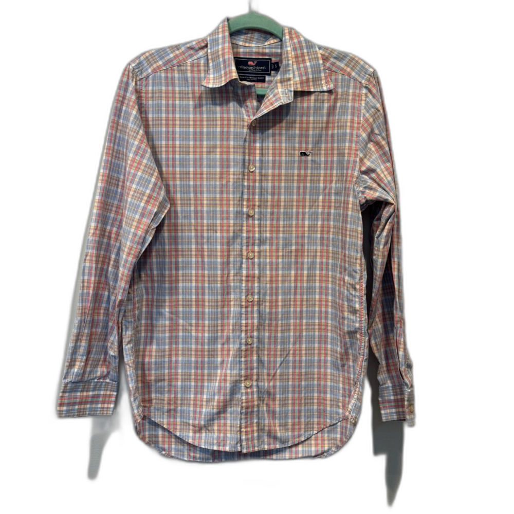 Vineyard Vines Slim Fit Whale Shirt Plaid Cotton Button Down Preppy Men Small
